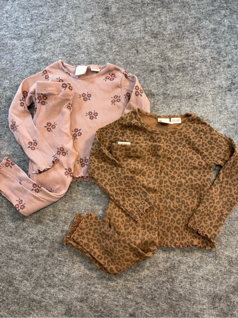 Zara Kids Two Matching Sets 2 Years - Dusty Rose Floral & Brown Leopard